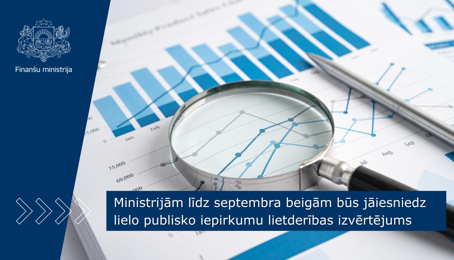Finanšu grafiki un palielināmais stikls.
