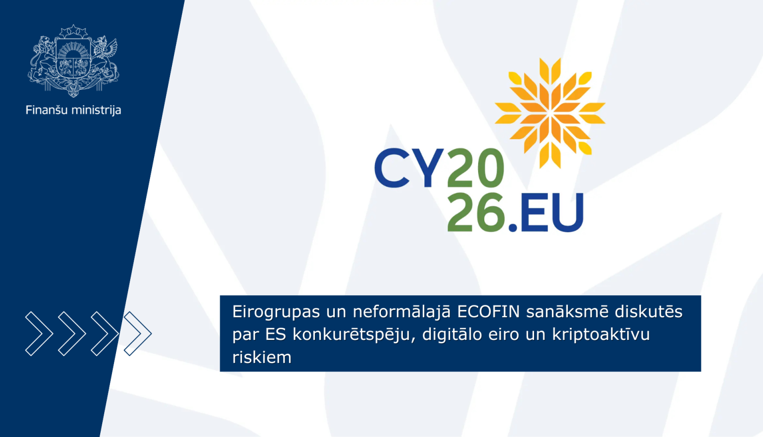 Kipras prezidentūras logo uz gaiša fona, uz attēla ir teksts