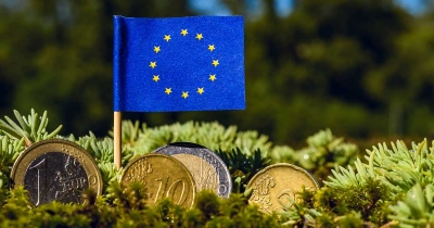 Eiro karogs un eiro monētas