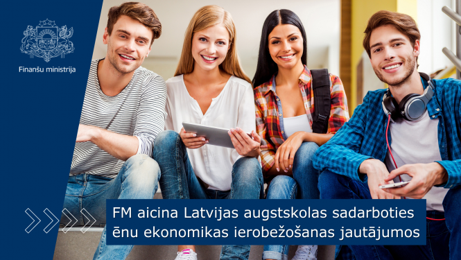 FM aicina Latvijas augstskolas sadarboties ēnu ekonomikas ierobežošanas jautājumos. Attēlā uz kāpnēm sēž četri jaunieši un smaida
