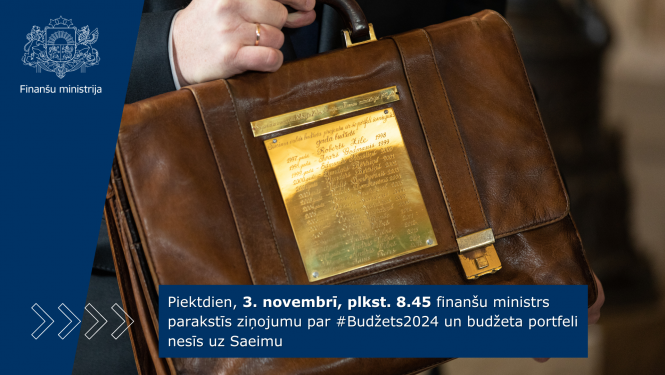 Attēls ar Latvijas budžeta portfeli, attēlam pievienots teksts