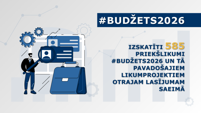 Attēlā redzams teksts un ikona, kas ataino cilvēku, kurš ar palielināmo stiklu detalizētāk skata informāciju, līdzās atrodas portfelis, uz attēl ir teksts 