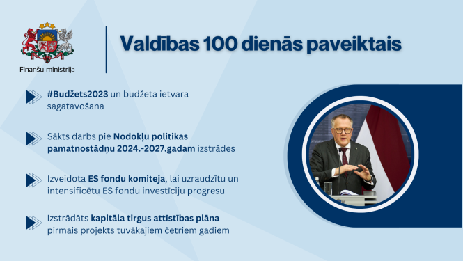 Vizuāls materiāls par valdības 100 dienās paveikto
