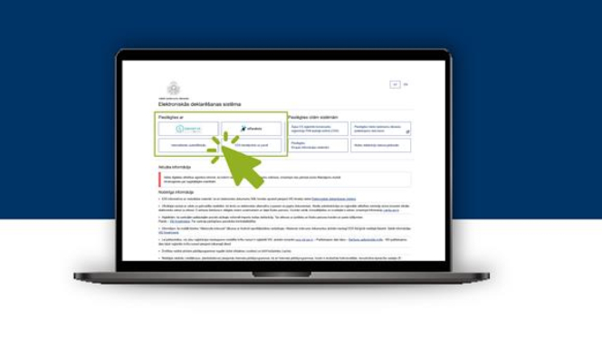 Attēlā redzams portatīvais dators, kura ekrānā ir redzama pieslēgšanās vide VID EDS sistēmai