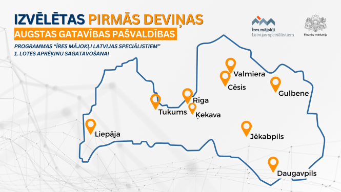 Izvēlētas pirmās deviņas augstas gatavības pašvaldības programmas “Īres mājokļi Latvijas speciālistiem” 1. lotes aprēķinu sagatavošanai