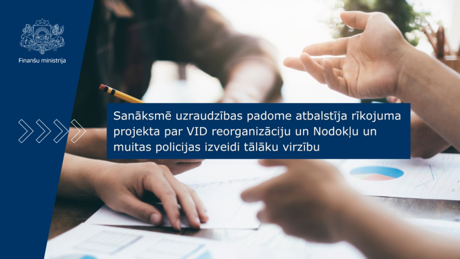 cilvēki pie galda, grafiska informācija par VID reformas uzraudzības padomi
