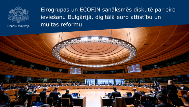 Konferenču zāle Luksemburgā, kurā aplī ir izvietoti apspriežu galdi. Telpā ir daudz cilvēku, kuri sēž pie galdiem vai savstarpēji sarunājas