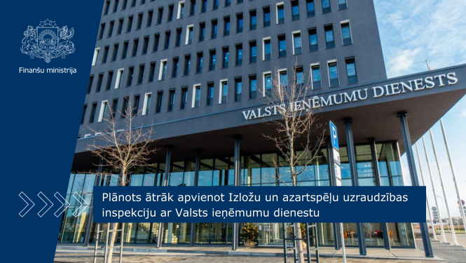 Attēlā redzama ēka ar daudz logiem, tajā atrodas Valsts ieņēmumu dienests, ēkas priekšplānā koki bez lapām