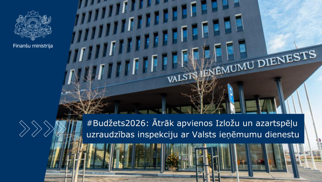 Attēlā pelēka ēka ar daudz logiem, ēkā atrodas Valsts ieņēmumu dienests