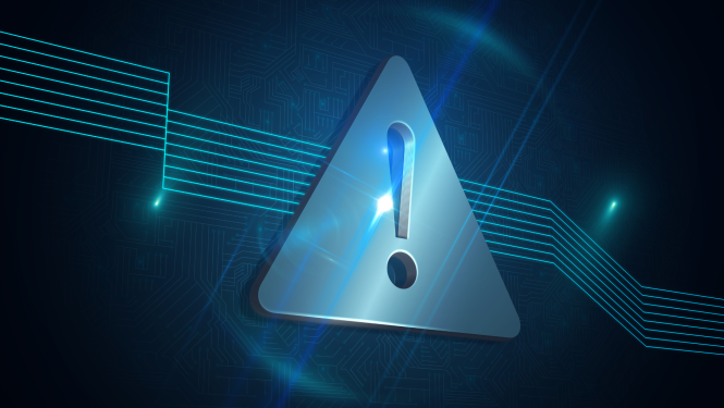 Brīdinājuma zīme trijstūris uz zila stilizēta fona