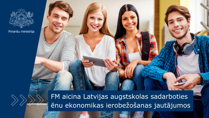 FM aicina Latvijas augstskolas sadarboties ēnu ekonomikas ierobežošanas jautājumos. Attēlā uz kāpnēm sēž četri jaunieši un smaida