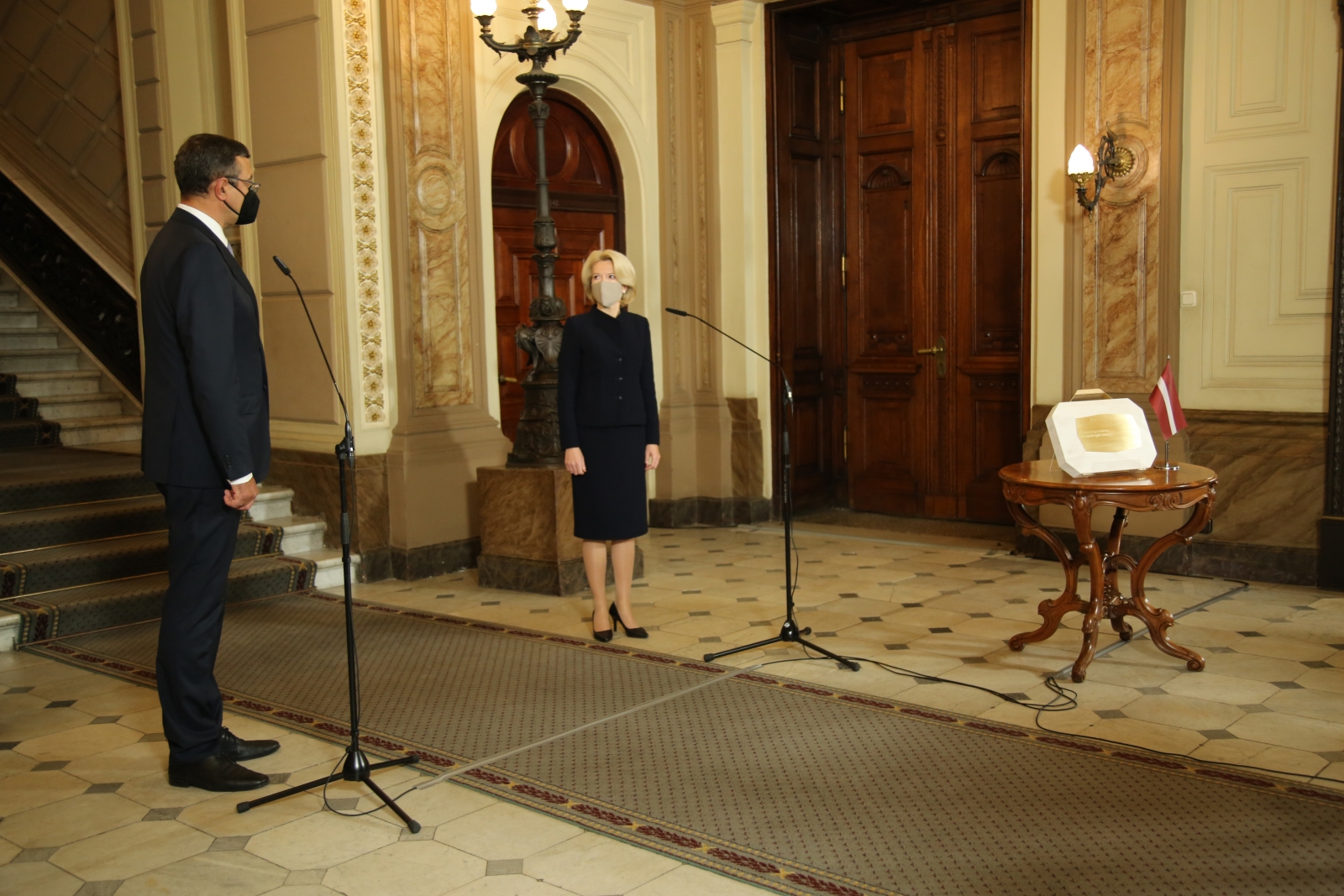 Ministrs Jānis Reirs un Saeimas priekšsēdētāja Ināra Mūrniece
