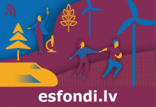 animēti cilvēki dažādās pozās, vēja ģeneratori, koki un kustībā esošs dzeltens vilciens