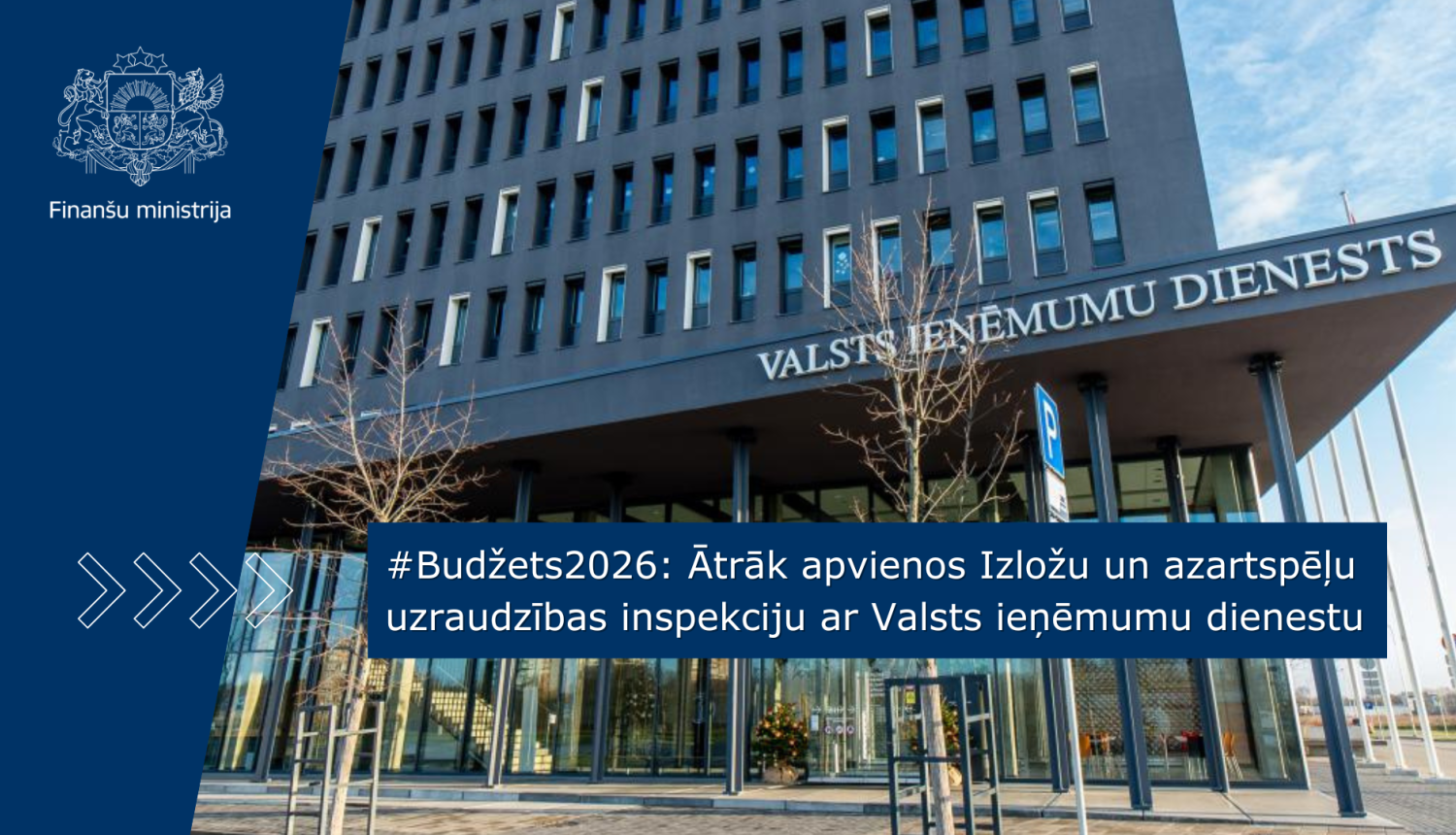 Attēlā pelēka ēka ar daudz logiem, ēkā atrodas Valsts ieņēmumu dienests